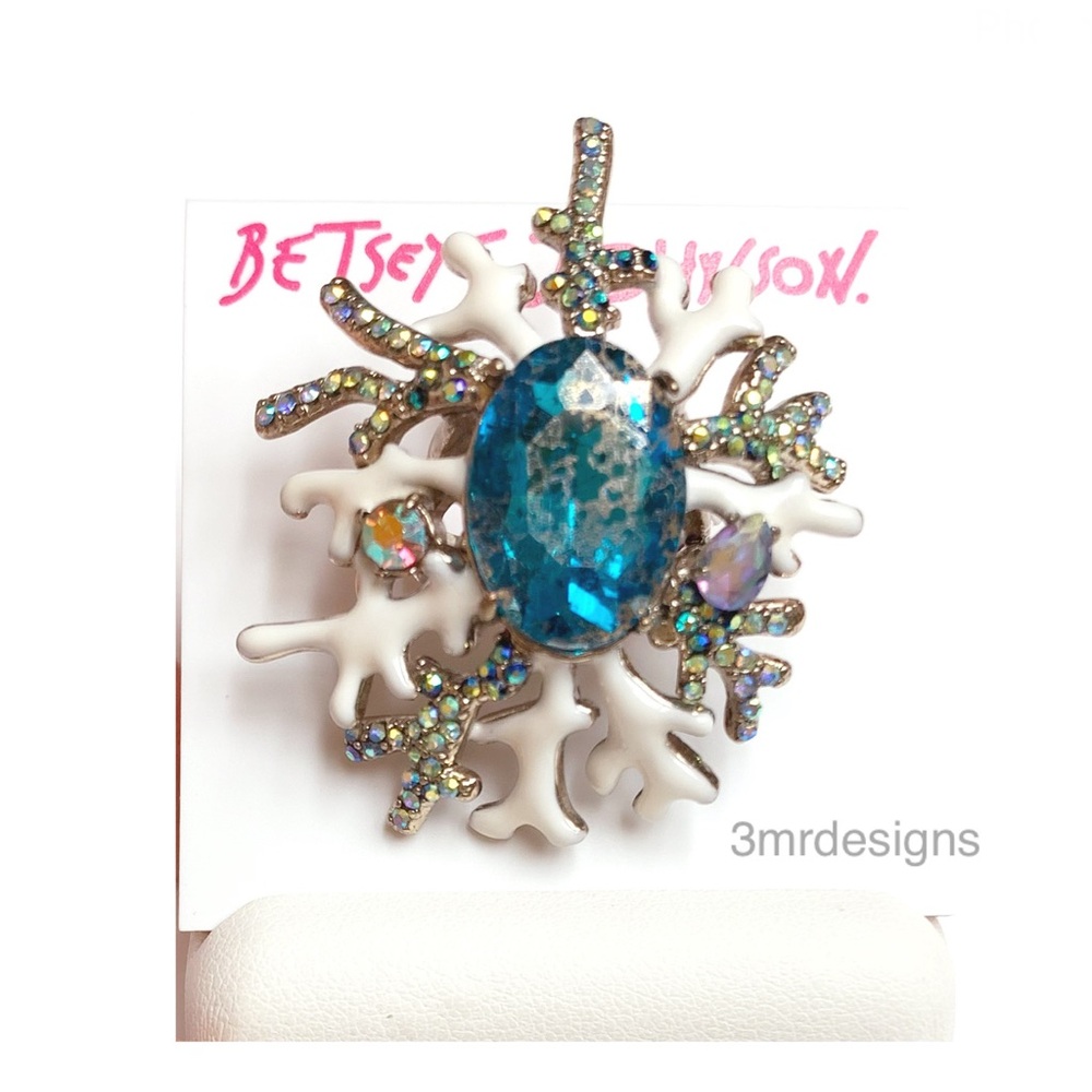 PRE-LOVED Betsey Johnson💋GLITTER REEF Gold Tone Glass Crystals/ Enamel Ring